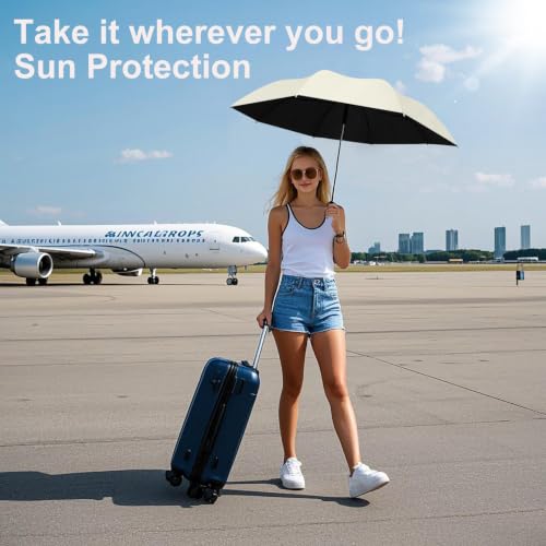Image of BAODINI Travel Mini Umbrella for Purse with Case-Small Compact UV Umbrella Protection Sun-Lightweight Tiny Pocket Umbrella with Case for Women, Girls