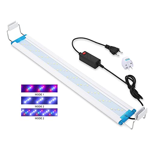 水槽ライト アクアリウムライト 28cm ~ 41cm の水槽に対応 照明 LEDライト 極薄 省エネ 水草育成 観賞魚ライト 紅白光 変換プラグつき