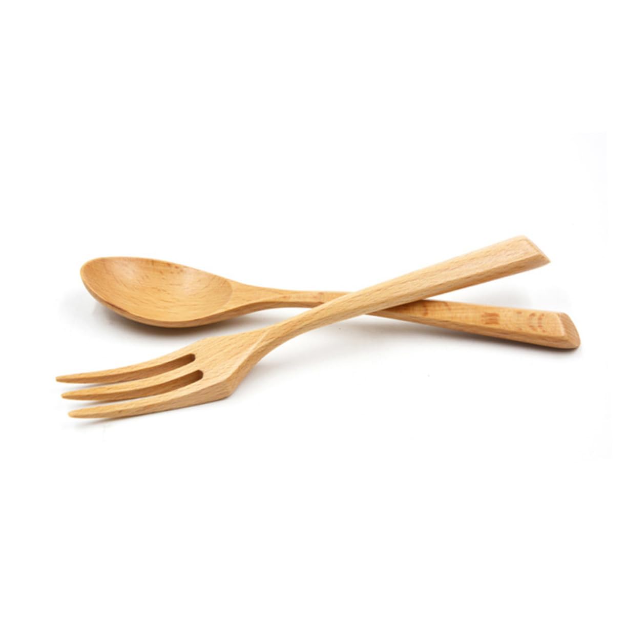 SOLUSTRE Elegant Beech Fork Wooden Fork for Western Food Smooth Handle for Tableware