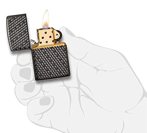 Image of Zippo Grey Hexagon Design Pocket Lighter Windproof Stylish Look Premium Metal Body Eco Environment-Friendly Unique Stylish Travel Friendly