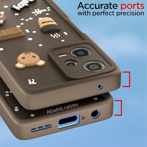 Image of Pikkme Back Cover for Redmi Note 12 Pro 5G | Cute Fun Cartoon 3D Bear Silicone Full Body Protection Bumper Cover (Brown) | Cute