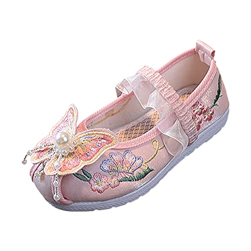 sfdgfhyf Little Kid Casual Shoes Girls Flat Bottomed Embroidered Sandals Fashionable Antique Children Performance Shoes