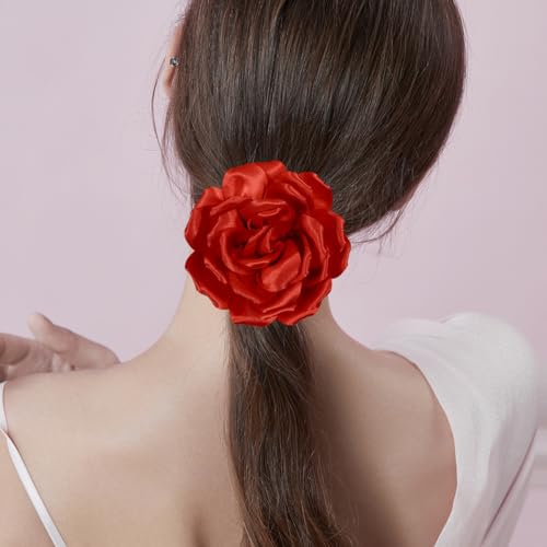Image of 4.3 inch Red Rose Hair Clip Large Flower Brooches for Women | Charming Flowers Pins for Clothes | Turn Heads with Stylish Rose Hair Clip Flower Brooch Pin for Clothes & Clips for Woman