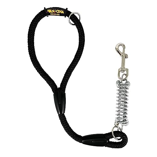 Correa para Perros, Amortiguador, Antitirones, para Perros medianos y Grandes, Fabricada en España. 60cm. Negro