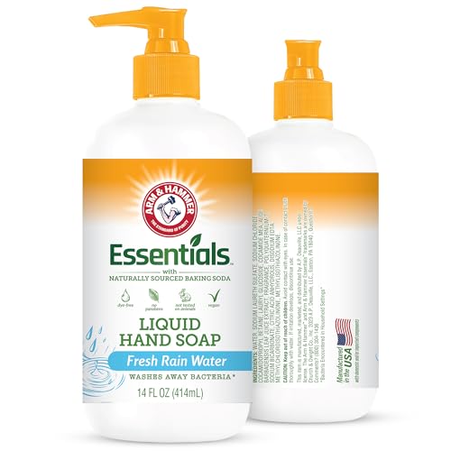Arm & Hammer Liquid Hand Soap for Skin Cleaning - Cleanser for Kitchen & Bathroom with Fresh Rain Water Scent - Natural Hand Soap Cleanses, Softens 14 FL Oz (414ml)