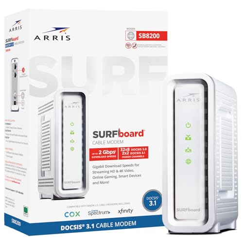 ARRIS (SB8200) - Cable Modem - Fast DOCSIS 3.1 32x8 Gigabit Cable Modem