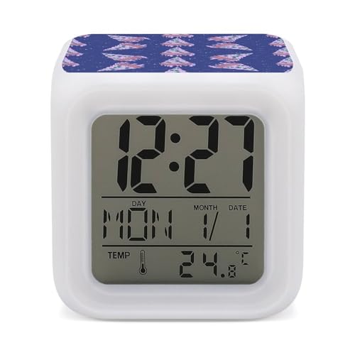 Pizza with Aliens, reloj despertador digital para dormitorio, pantalla LED, para dormir profundo, alarmas de mesita de noche