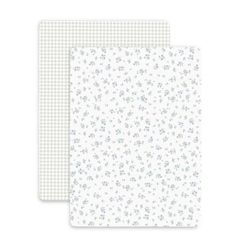 Makemake Organics Juego de 2 sábanas para cuna pequeñas y portátiles orgánicas de algodón orgánico certificado GOTS, juego de 2 (66 x 99 cm, mini rosas y tejidos)