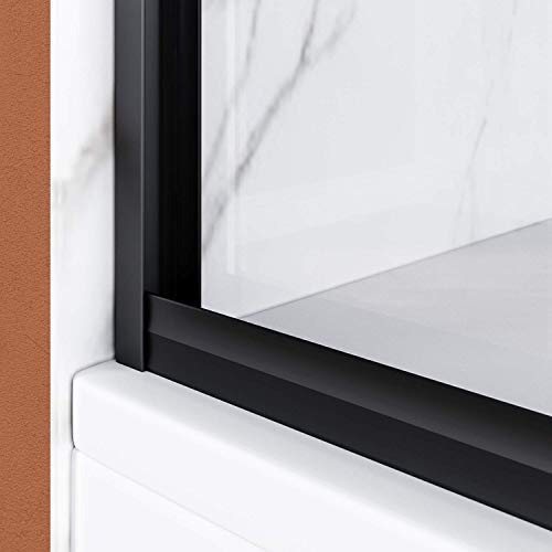 Elegant Bathtub Sliding Shower Door 60" W X 62" H Double Glass Tub Enclosure Shower Door,1/4 In. Clear Glass Tub Shower Doors，Black Hardware #TOP7