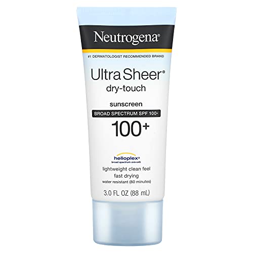 Neutrogena Ultra Sheer Dry-Touch Water Resistant and Non-Greasy Sunscreen Lotion with Broad Spectrum SPF 100+, 3 Fl Oz (Pack of 1)