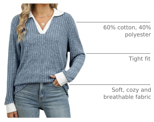 Image of Womens Long Sleeve Shirts Fashion Fall Tops Blouses Sweater Dressy Business Casual Outfits