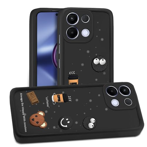 Image of AESTMO Back Case Cover for Oppo K13 5G Cover | Cute Fun Cartoon 3D Ball | Coffee Silicone Case | Full Body Protection | Camera Protection Back Oppo K13 5G (Black)