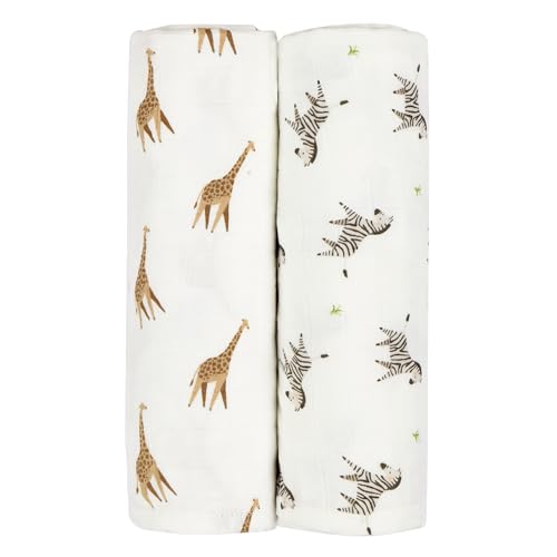 Image of Muslin Baby Swaddle - Breathable Receiving Blankets for Newborn Baby, 70% Viscose derived from Bamboo, 30% Spandex, Imported