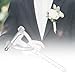 M METERXITY 20-Pack Boutonnieres Safety Pins, Plastic Triangle Corsage Pin Buttonhole Flowers Pins for Wedding/Bridegroom Brooch/Party, T Shape Safety Clips Holder [6.5cm, White]