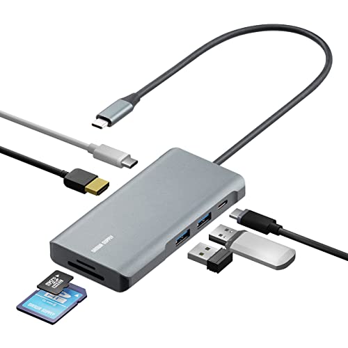 サンワダイレクト ドッキングステーション Type-C 高速転送 UHS-II カードリーダー USB3.2 Gen2 ハブ HDMI 4K/30Hz PD100W ケーブル長30cm 400-ADR331