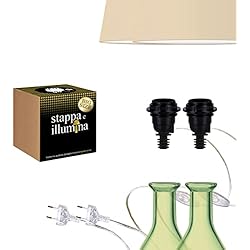 Lámparas Con Botellas De Whisky Stappa e illumina Big Size x2 |Convierta botellas en lámparas en 30 segundos Botellas con orificio de 23 a 30mm Botellas Magnum Soporte de lámpara de botella E27 para kit de lámpara de botella (2 pcs)