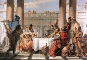 Peinture à l'huile Tiepolo Banquet de Cleopatra toile 30x36
