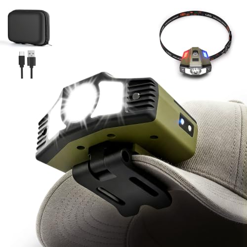 Image of Hopedone 2-in-1 Rechargeable Headlamp & Hat Light, 800LM Clip-On Cap Light