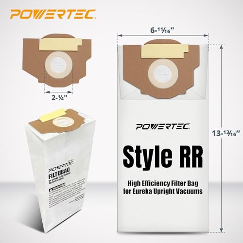 Image of POWERTEC Style RR Vacuum Bags 9 Pack for Eureka Style RR Boss Smart Vac 4800 Series Vacuum Cleaners, Replacement Filter Bags for 61115, 164-9 Upright Vacuum Bags (75143)