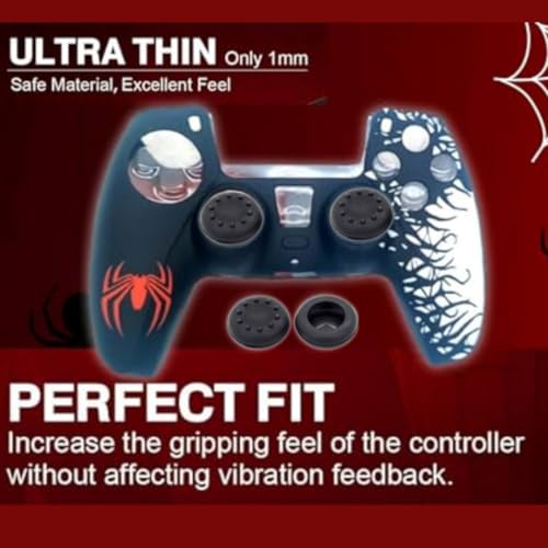 Image of TMG PS5 Controller Skin Spider-Man Theme Silicone Special Edition Protective Skin Case Cover for PS5 Controller with 2 Thumb Grip Caps (Red /White)