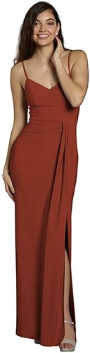 David's Bridal The Edit by DB Studio Jersey V-Neck Ruched Sheath Dress, Elegant 
