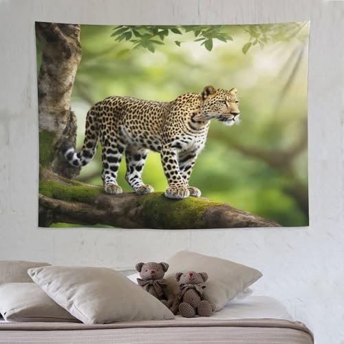 Tapisserie murale guépard d'art textile 150x200cm, décoration suspendue haut de gamme