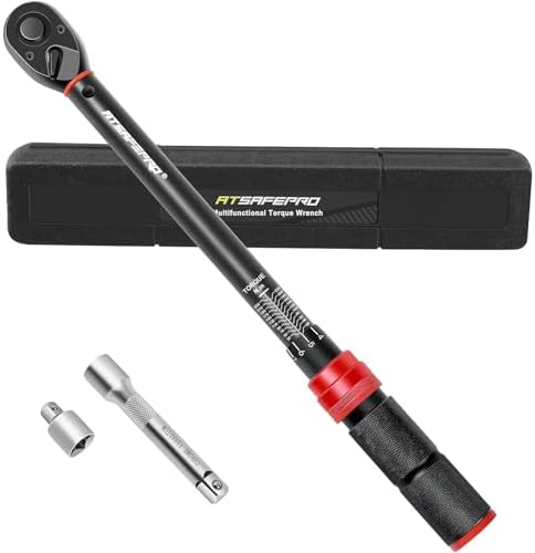 ATsafepro 1/2" Drive Torque Wrench Set,Car Wheel Torque Wrench 20-230 Nm with 3/8'' Adapter, Dual-Direction Adjustable 72 Tooth for Car Motorcycle,Truck,± 3% Accuracy