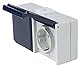 as - Schwabe 2-Fach Steckdose waagerecht - Aufputzsteckdose -Klappdeckel - Feuchtraumsteckdose - UV-beständig - Anschluss Leitungen bis max. 2,5mm² - 230V/10A - IP54 - grau - Made in Germany, 62463