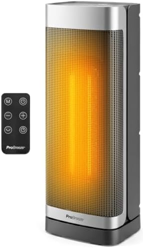 Pro Breeze ThermaCube Heizlüfter 2000W, Energiesparender Keramik-Heizlüfter mit Thermostat & Eco-Modus, Heizlüfter Bad mit 55°-Oszillation, Fernbedienung, 2 Heizstufen, Touch-Bedie