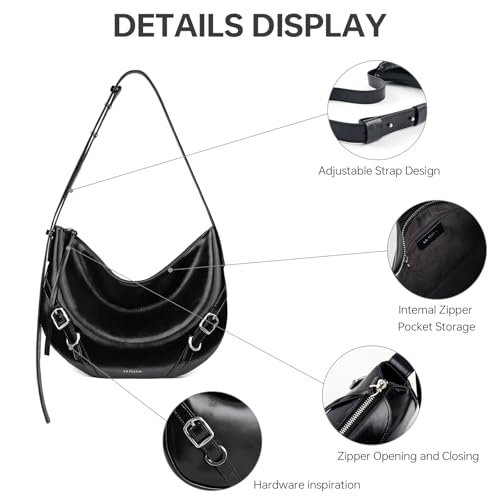 LAFESTIN Shoulder Bag for Women with Adjustable Strap, Split Leather Hobo Crossbody Bags, Trendy Satchel Purse Zipper Closure3