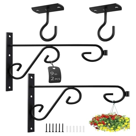 ASZUNE Ceiling Hooks 4in 2pcs and Plant Hooks 9in 2pcs Cover