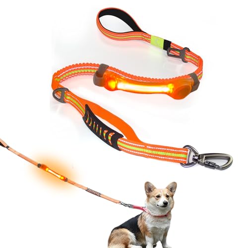 Heavy Duty Dog Leash and LED Light Set LED Light with Nylon Stickers Universal Glowing Accessories Easy to Attach Collar Leash and Harness Safety LED Light Up Band for Dogs at Night Walking