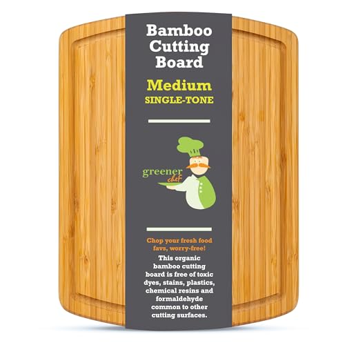 Image of GREENER CHEF 15-Inch Bamboo Cutting Board Eco-Friendly Medium Kitchen Board for Safe Meal Prep