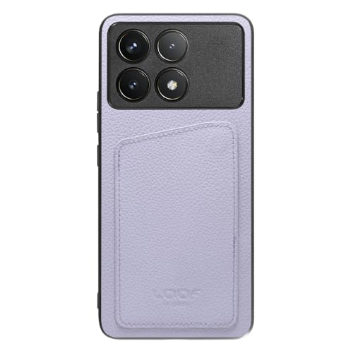 LOOF INVISIBLE CARD CASE-SHELL �{�v ���U�[ �J�[�h���[ �X�}�z�P�[�X for Xiaomi POCO F6 Pro �p �P�[�X �J�o�[ �J�[�h�|�P�b�g �X�g���b�v�z�[�� �����h�~ �V���v�� �ϏՌ� ���^ �y�� leather