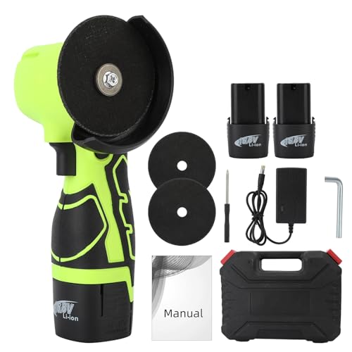 Funrautz Mini Angle Grinder Cordless 75Mm, Electric Angle Grinder With Battery For Cutting Polishing & Sharpening, 2 Angle Grinder Discs, Battery Grin