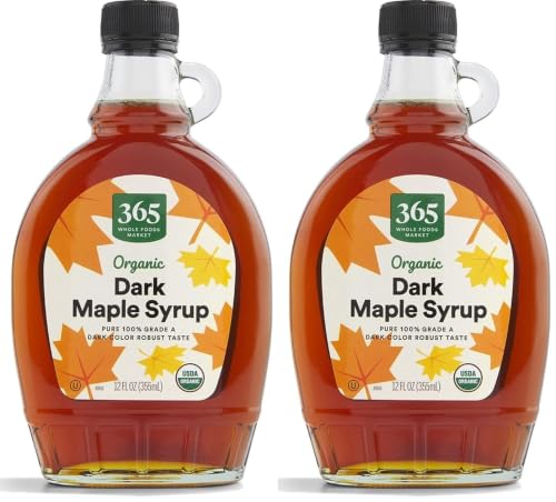 Image of 365 by Whole Foods Market, Organic Grade A Dark Maple Syrup, 12 Fl Oz (Pack of 2)