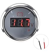 Aramox Voltage Gauge, 2in Battery Voltage Gauge LED Digital Display IP67 Waterproof Smart Alarm U...