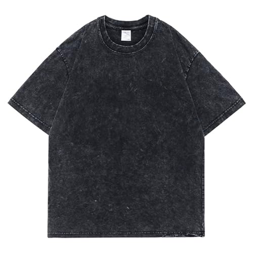 Men's Vintage Short Sleeve Washed Cotton T-Shirt - Loose Crew Neck, Oversized Casual Style4
