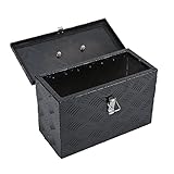 bchsadvb Truck Tool Box Aluminum Pickup Small Truck Bed Toolbox 5 Bar Tread Pattern Truck Storage Trailer Box with Lock 16'X7.5'X10' for Pickup,Truck Bed, RV, Trailer,Heavy Duty Waterproof Black box