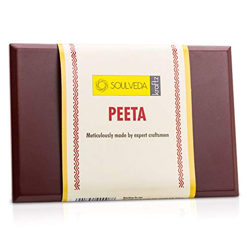Soulveda Kraftz Wooden Handcrafted Pooja Peeta Chowki | Large Stool (18x12 inches) for Puja Idols | Wooden Puja Chowki Table for Festivals 2