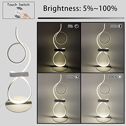 Vlaikez 21Inch High Brightness Led 3Color Touch Dimming Table Lamp For Bedside Lamp，Art Decorative Lamp，Stepless Dimmable Bedside Lamp，White Lamps，Modern Lamps Table， Bedroom Lamps Nightstand(White) #TOP6