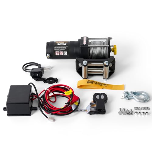 KANGAROO WINCH Elektrische Seilwinde 12V - 3000 LBS / 1361 kg Zugkraft - Ideal für ATV, Quad und Offroad Einsätze - Robuste Konstruktion - Inklusive Stahlseil und Funkfernbedienung (K3000)