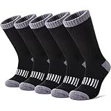Yebing Merino Wool Hiking Socks for Womens Thermal Warm Winter Boot Crew Cushion Cozy Thick Work Gift Socks 5 Pairs Black B,Medium