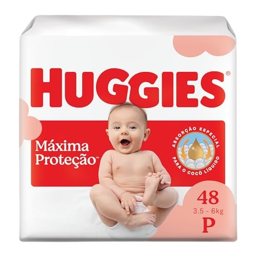 Fralda Descartável Huggies Máxima Proteção Tamanho P 48 unidades – com absorção especial p... Fralda Descartável Huggies Máxima Proteção Tamanho P 48 unidades – com absorção especial p...