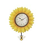 The Lakeside Collection Wall Hanging Flower Clock with Analog Number Face - Sunflower
