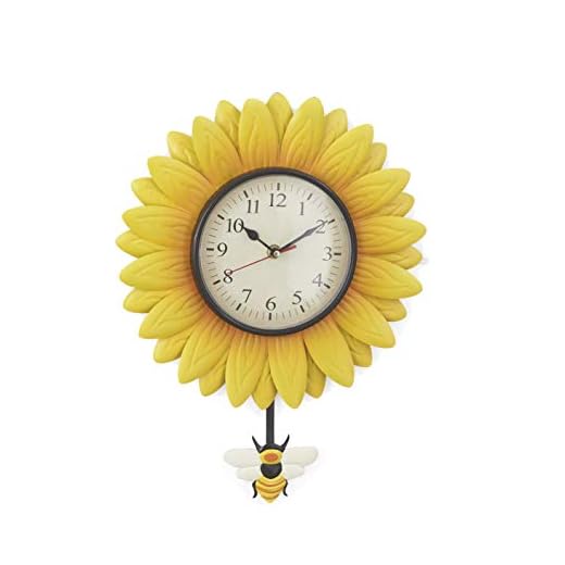 Wall Hanging Flower Clock with Analog Number Face - Sunflower