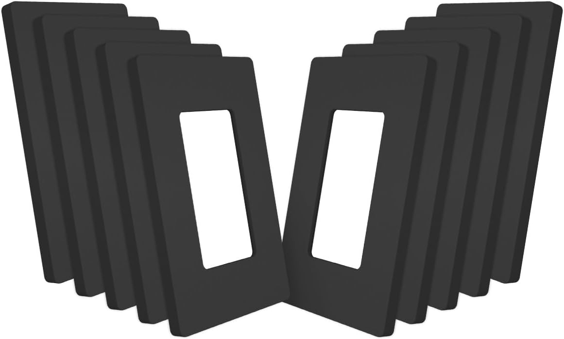 MORNING GROUP Matte Finish Single Decorator Switch Cover, 1-Gang Screwless Wall Plate, 4.53" H x 2.75" L, Polycarbonate Thermoplastic, UL Listed, Black, 10 Pack