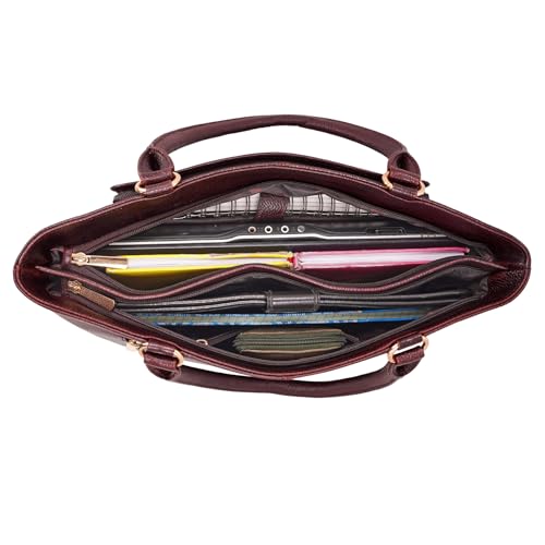 Image of RICHSIGN LEATHER ACCESSORIES Full Grain Natural Leather Top Handle Satchel Shoulder & Handbags