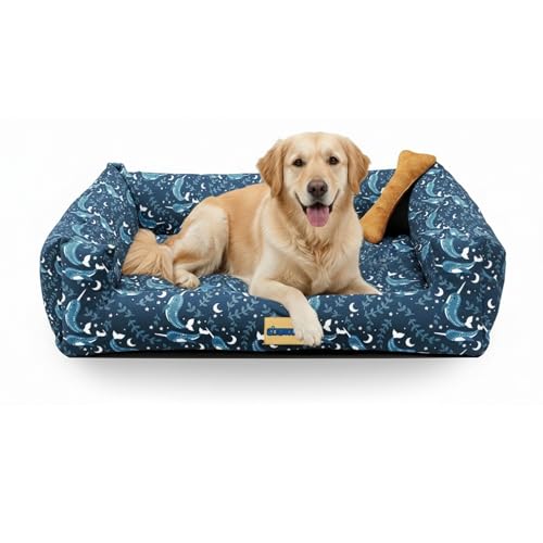 Image of SITSNOOZE XXXL Dog Bed (45kg+) for Tibetan Mastiff, Saint Bernard, Bully Kutta - Giant Orthopedic Washable Mattress, Heavy Duty Calming Sofa Lounger, Waterproof Cushion (Print 4, XXXL)