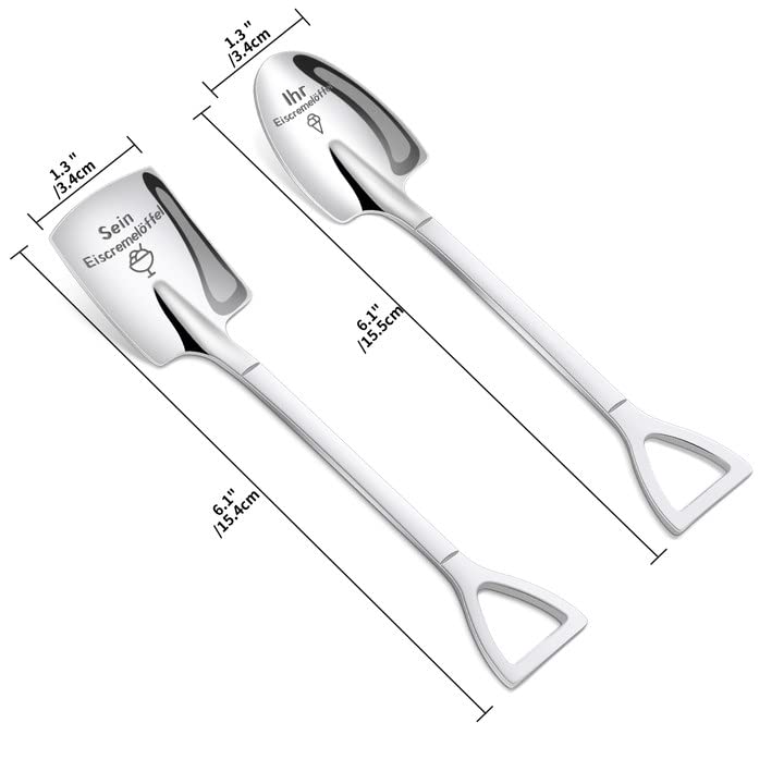 Jahrestag Geschenk für Ihn Sie, Tulolvae 2 Stück Eislöffel mit Gravur - Sein und Ihr Eiscremelöffel - Valentinstag Geburtstag Weihnachten Hochzeitstag Geschenk für Ihn Sie Paare Partner